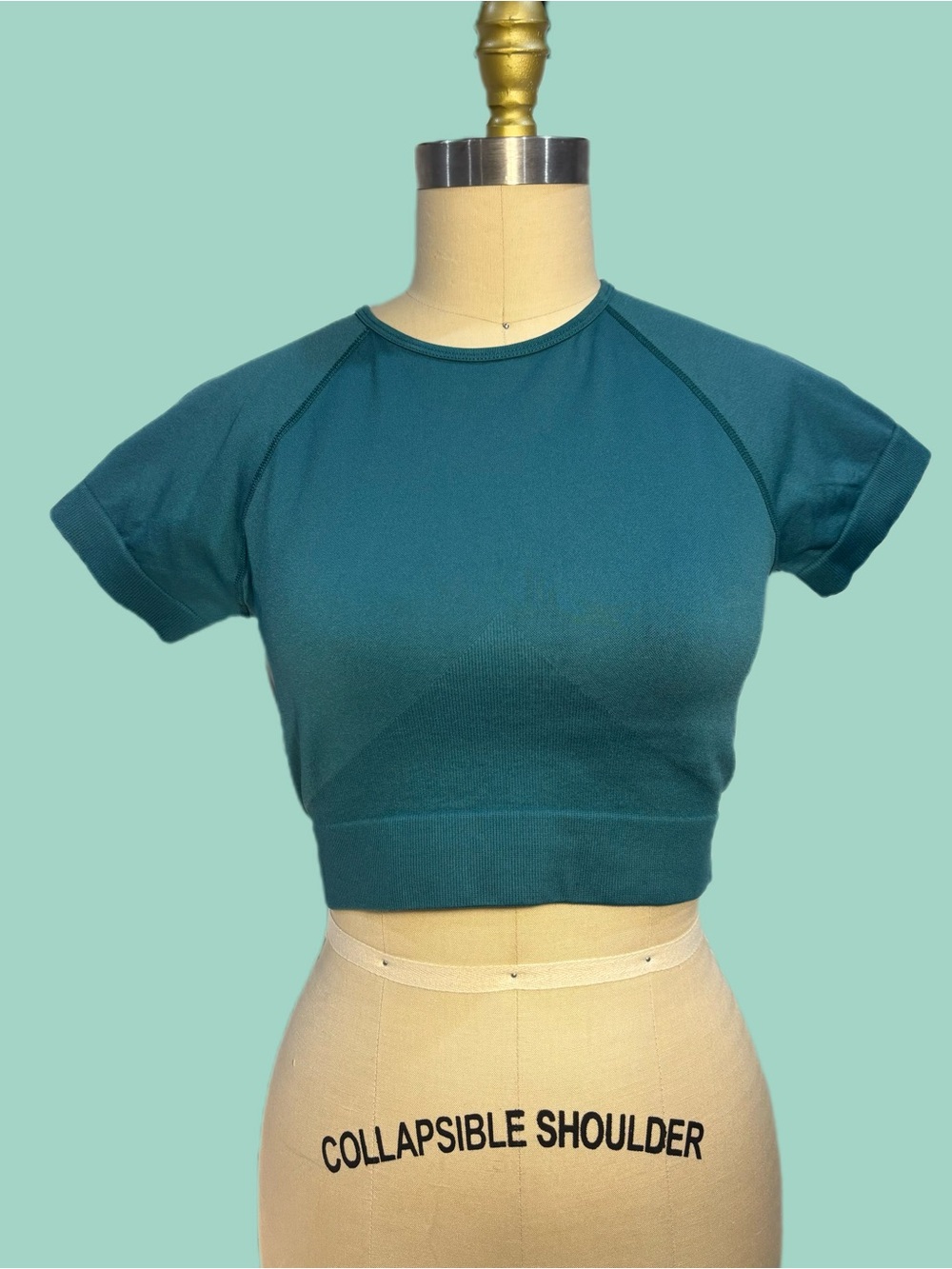 Women's Teal Crop Short Sleeve Top